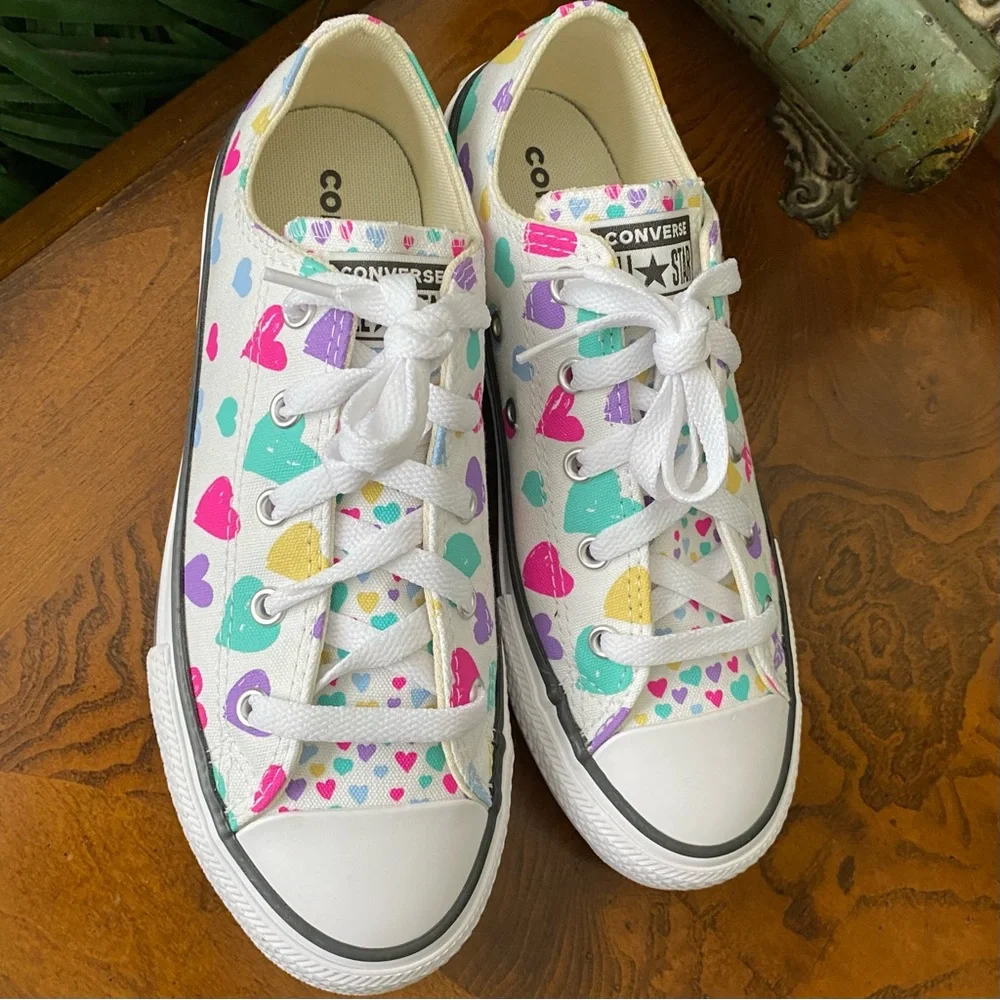Converse Chuck Taylor All Star Hearts White Purple Multi Color Sneakers